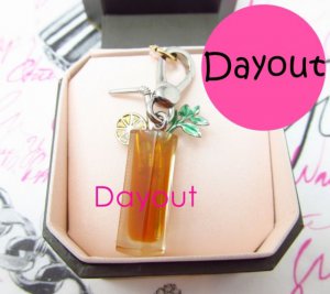 Authentic Juicy Couture Ice Tea Drink Silver Bracelet Charm YJRU4920 new in box