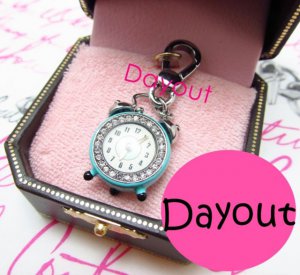 JUICY COUTURE Alarm Clock Silver Charm for Bracelet Necklace YJRUO736 New + box