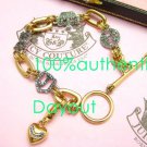 $88 AUTHENTIC JUICY COUTURE LUXE PAVE STARTER GOLD BRACELET & HEART CHARM SET