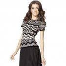 MISSONI FOR TARGET Black White Zig Zag Printed Famiglia Tee T-Shirt Top new XL