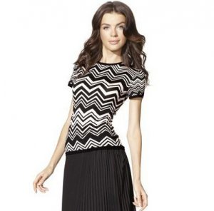 MISSONI FOR TARGET Black White Zig Zag Printed Famiglia Tee T-Shirt Top new XL