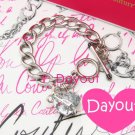 JUICY COUTURE Clear Heart Stone Starter Charm Silver Bracelet YJRU5658 new + box