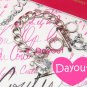 JUICY COUTURE Clear Heart Stone Starter Charm Silver Bracelet YJRU5658 new + box