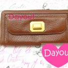 Juicy Couture Cognac Brown Leather Gem Lock Zip around Clutch Wallet yhru2099