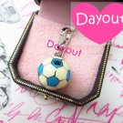 Authentic Juicy Couture blue soccer ball silver Bracelet Charm in box YJRUO246