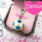 Authentic Juicy Couture blue soccer ball silver Bracelet Charm in box YJRUO246