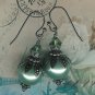 Gunmetal Sage Berry Leaf Earrings