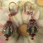Green Fire Polished Bead and Copper Earrings