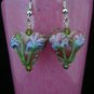 Lampwork Flower Puffed Heart Earring