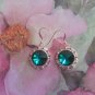 12mm Emerald Swarovski Crystal Rivoli Earrings  Gold Filled