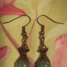 Green Adventurine and Brass Earring Handmade