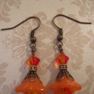 Vintage Orange Swarovski Crystal Dangle Earrings