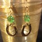 Lucky Horseshoe and 4 Leaf Clover Swarovski Green Crystal Earrings-  SOLD