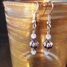 4mm Round White Opal and Pewter Earrings (additional Colors Available)