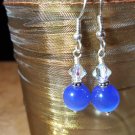 Blue Cats Eye and Swarovski Crystal Earrings