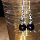 8mm Round Onyx and Swarovski Crystal Earrings