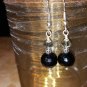 8mm Round Onyx and Swarovski Crystal Earrings