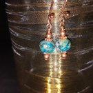 6mm Aqua Picasso Bead Earring in Copper