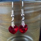 Swarovski Crystal Red Heart Earrings