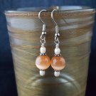 8mm Round Orange Cats Eye Bead Earring