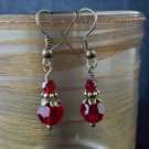 8mm Round Dark Siam Red Swarovski Crystal Earring