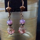 Padparadscha and Cyclamen Rondelle Swarovski Crystal Earring