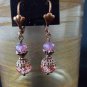 Padparadscha and Cyclamen Rondelle Swarovski Crystal Earring