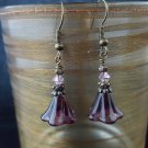 Purple Glass Flower Earring