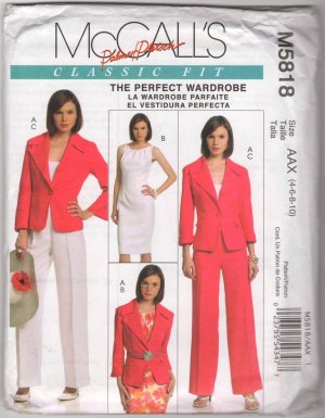 McCall's M5818 AAX Classic Fit Palmer Pletsch Jacket Dress Pants Size 4 6 8 10 Uncut Sewing Pattern