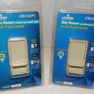 Leviton 6633-PLI Lot of 2 Slide Dimmer Optional Locator Light On/Off Switch 600W