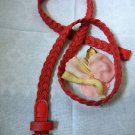 Woman woven  braided belt - width 0.8inch Red