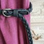 Woman Woven braided belt - width 0.4inch Black