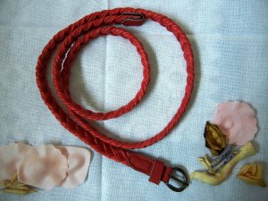 Woven braided belt - width 0.4inch Red