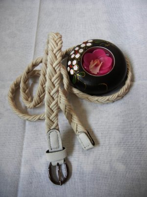 Woven braided belt - width 0.4inch white