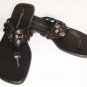black leather flat sandals size 8