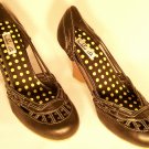 wedge round toe heels black size 9