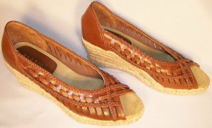 bamboo brand brown wedge espadrilles open toe size 9