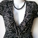 OutFitKit graphic flower print wrap dress black white size medium with accessories