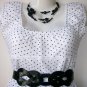 OutFitKit black white polka dot blouse black full skirt with red accessories