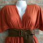 OutFitKit kimono sleeve bold orange v-neck empire waist dress fall colors with accessories