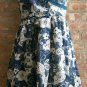OutFitKit spaghetti strap dark blue tan v neck full skirt dress with accessories