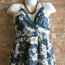 OutFitKit spaghetti strap dark blue tan v neck full skirt dress with accessories