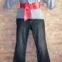 OutFitKit navy blue thin white stripe blouse dark flair jean with accessories