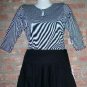 OutFitKit thin black white stripe blouse black full swing skirt with accessories
