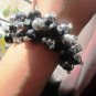Mystic Ice Cluster Bracelet, Black and Silver Grey Beaded Bracelet, Cluster Bracelet