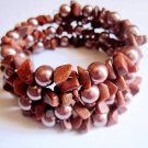 Chunky Goldstone Cuff Bracelet, Stacking Bracelet