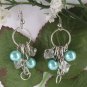 Turquoise Pearl and Crystal Dangle Earrings