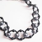 Black and Silver Grey Beaded Necklace
