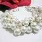 Bridal Jewelry, Beaded Cluster Bracelet, Cluster Pearl and Crystal Bracelet, White and Ivory