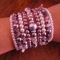 Pearl Beaded Bracelet, Amethyst Chip Bracelet, Stackable Bracelet, Pearl Cuff Bracelet